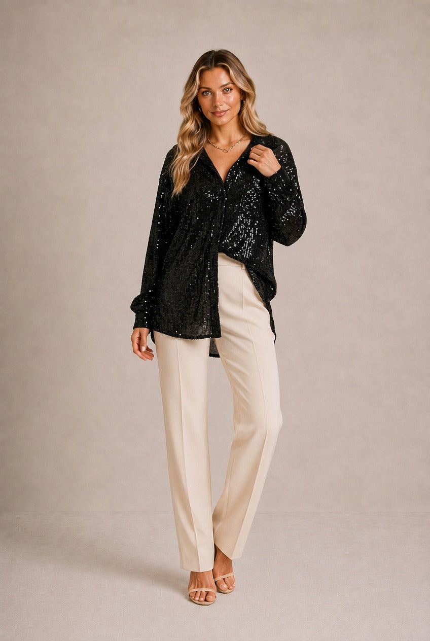 Assisi Sequin Button-Down Shirt