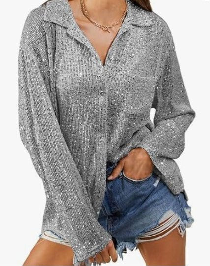 Assisi Sequin Button-Down Shirt