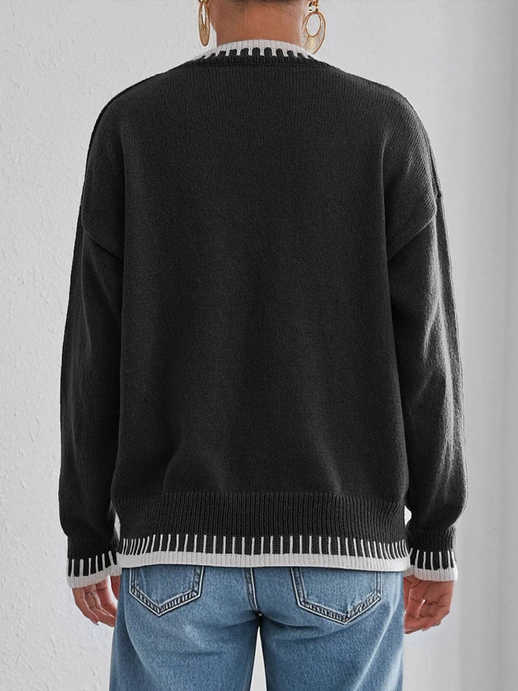 Chianti Contrast Trim Pullover Sweater