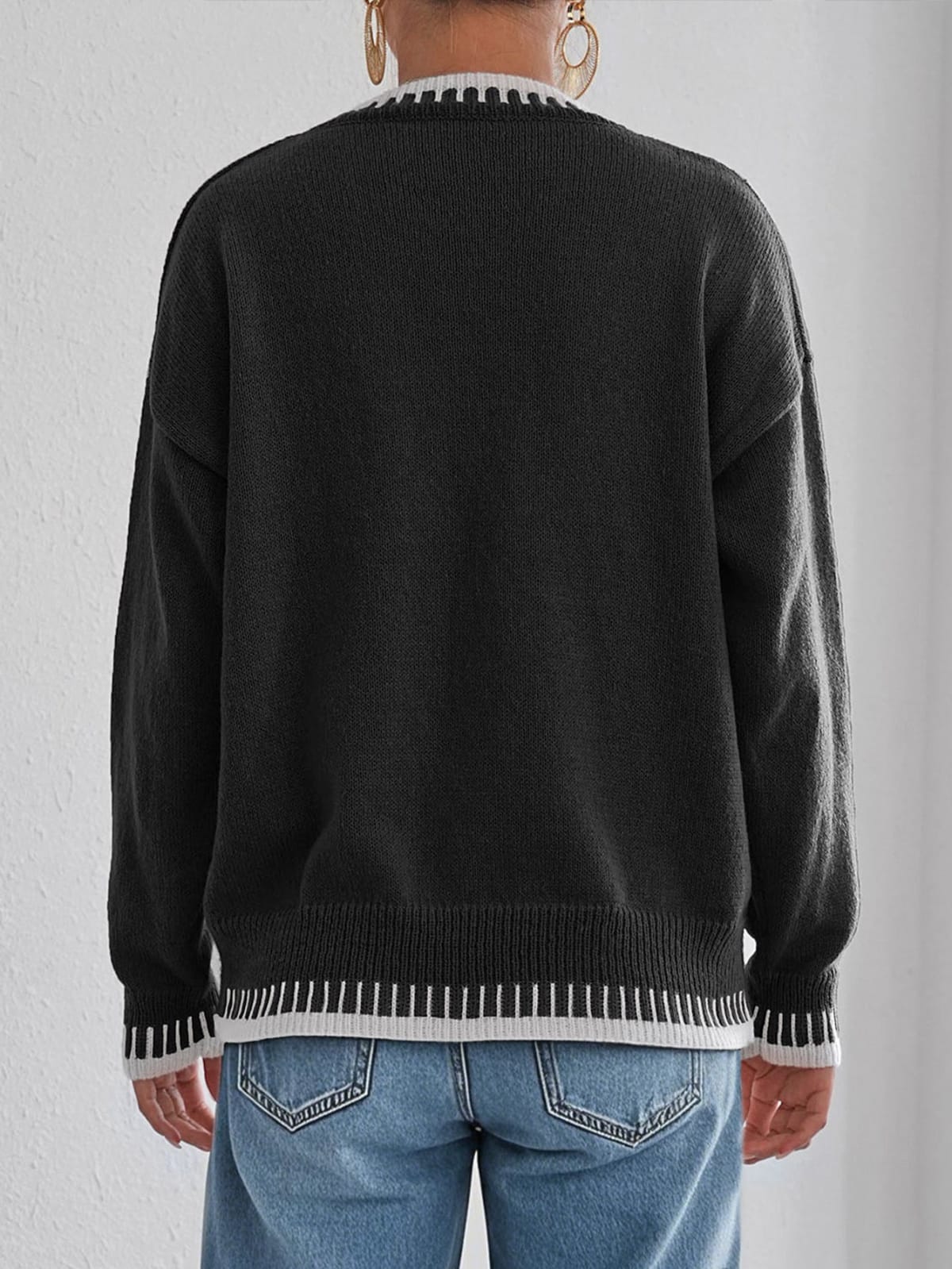 Chianti Contrast Trim Pullover Sweater