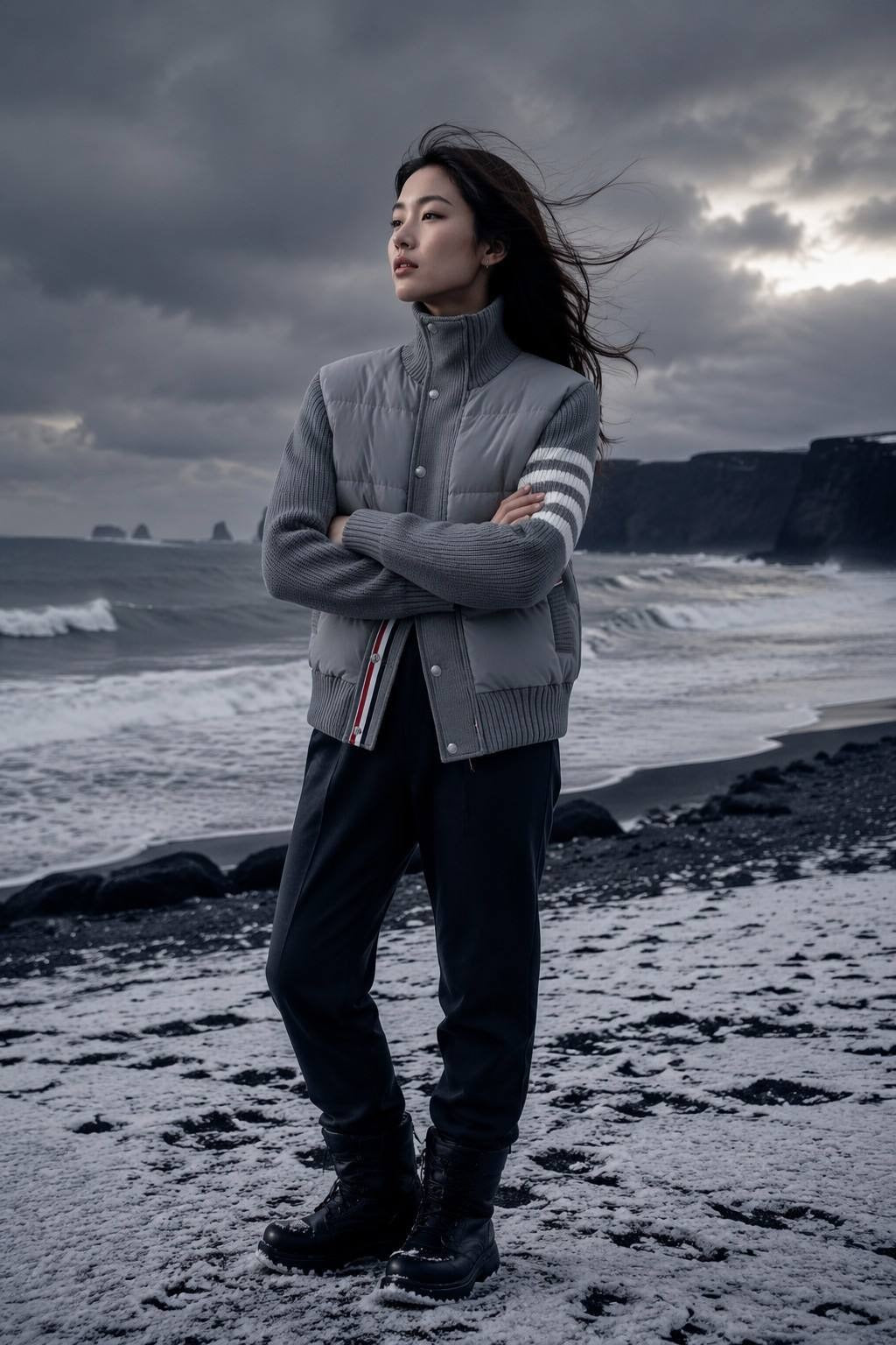 Roussillon Striped Cropped Padded Jacket