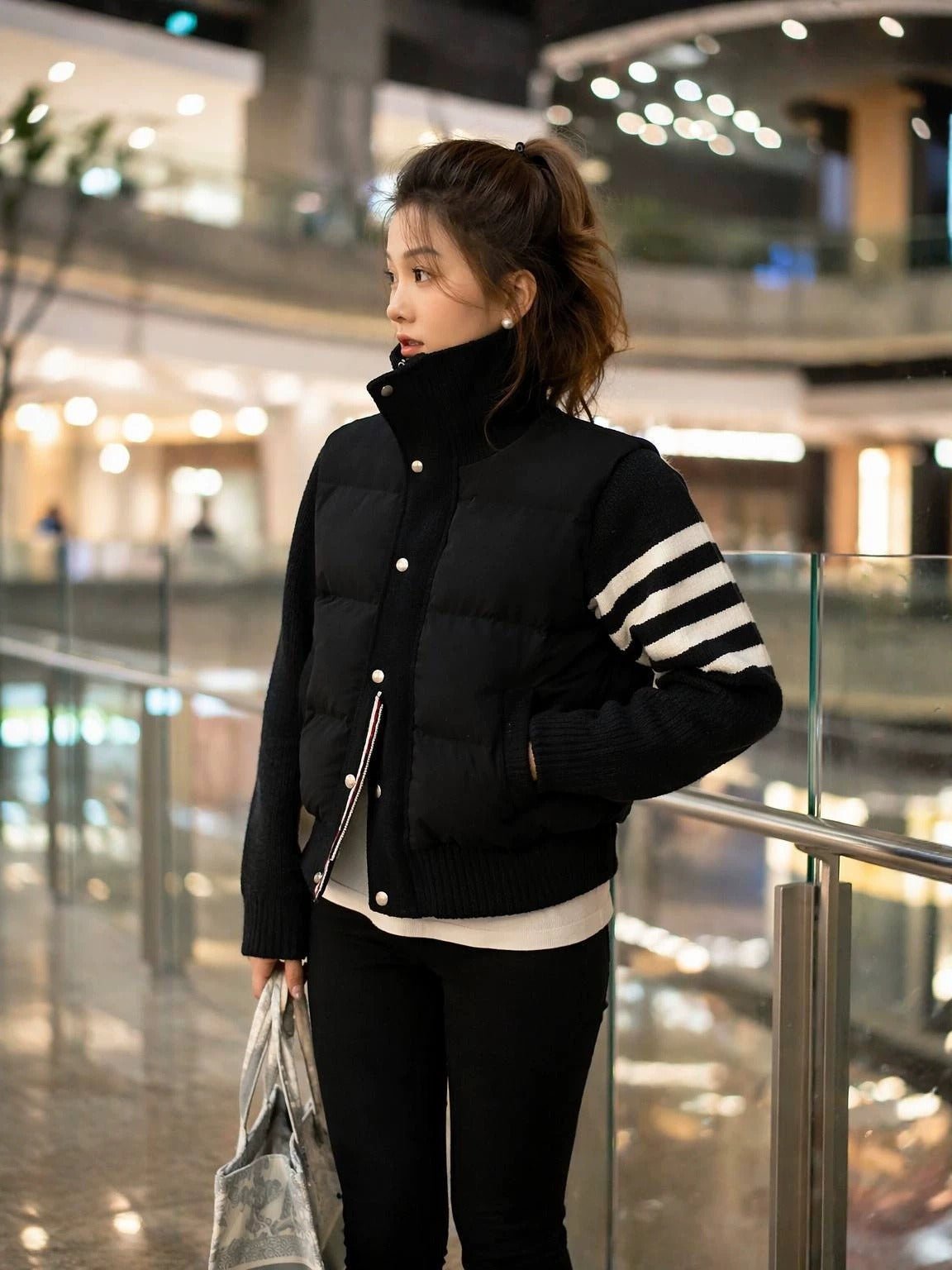 Roussillon Striped Cropped Padded Jacket