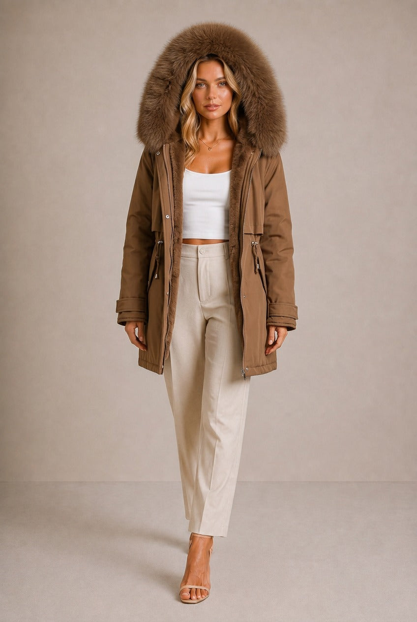 Chianti Fur-Trimmed Parka Jacket