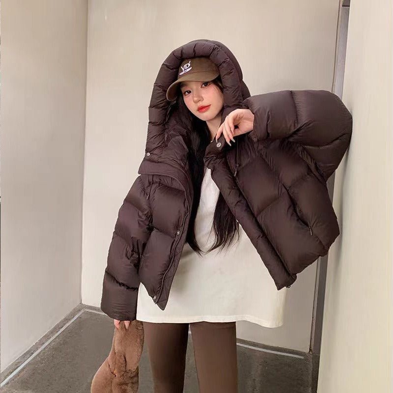Bordeaux Oversized Cropped Hooded Puffer Jacket