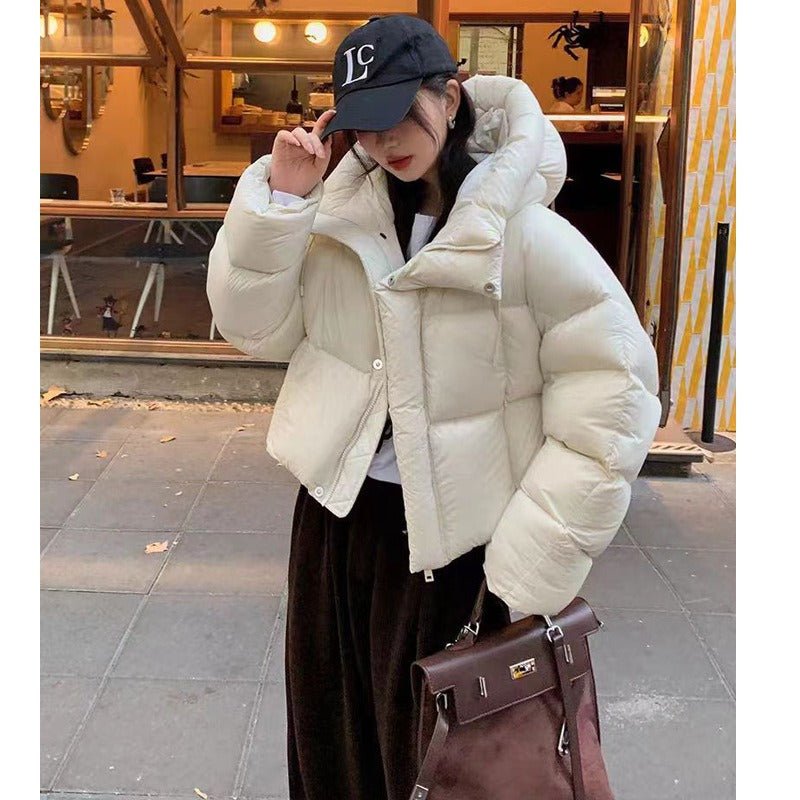 Bordeaux Oversized Cropped Hooded Puffer Jacket