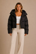 Bordeaux Oversized Cropped Hooded Puffer Jacket