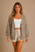 Siena Fuzzy V-Neck Cardigan Sweater
