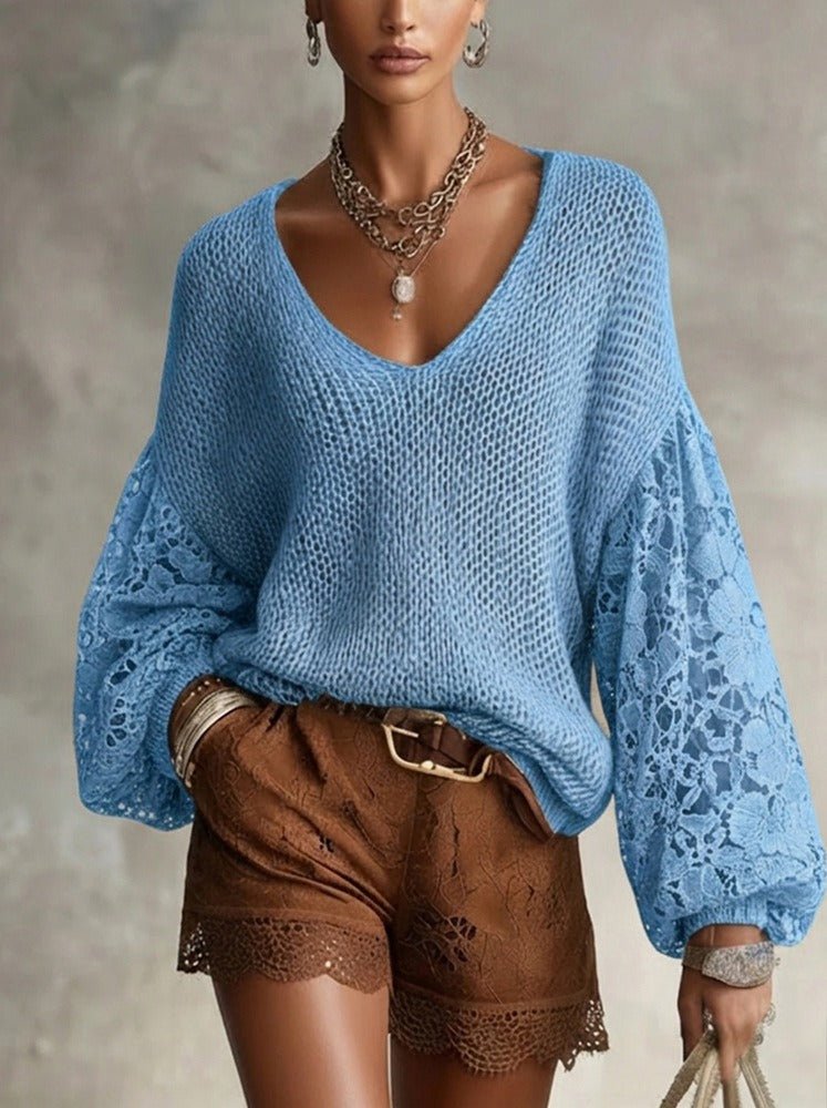 Annecy Lace Lantern Sleeve Sweater