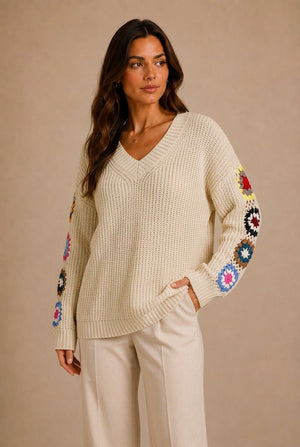 Annecy Floral Crochet Sweater