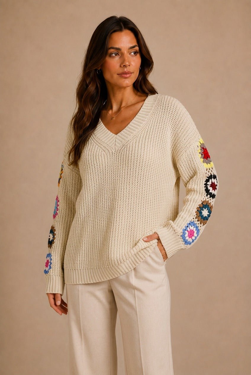 Annecy Floral Crochet Sweater