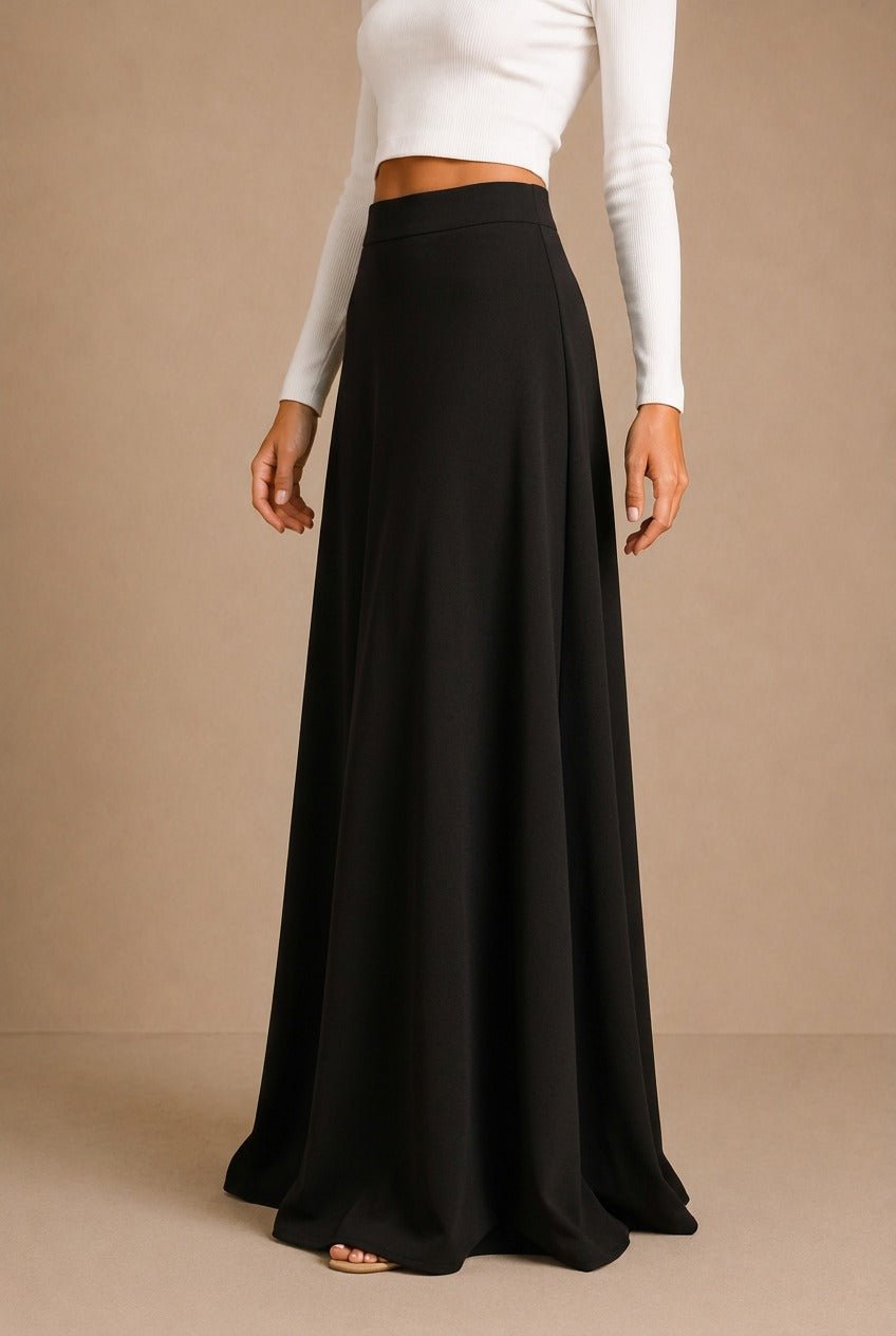 Bordeaux High-Waisted Maxi Skirt