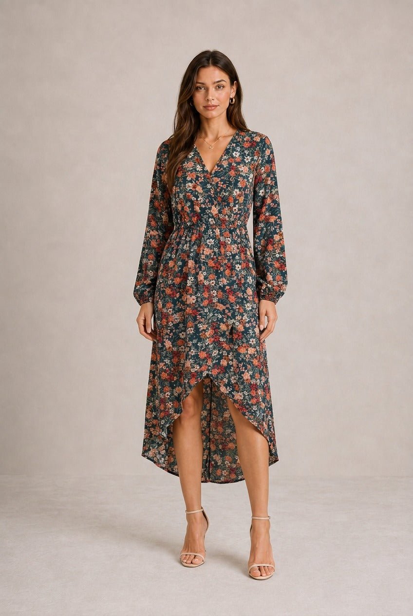 Gordes Floral Wrap Midi Dress