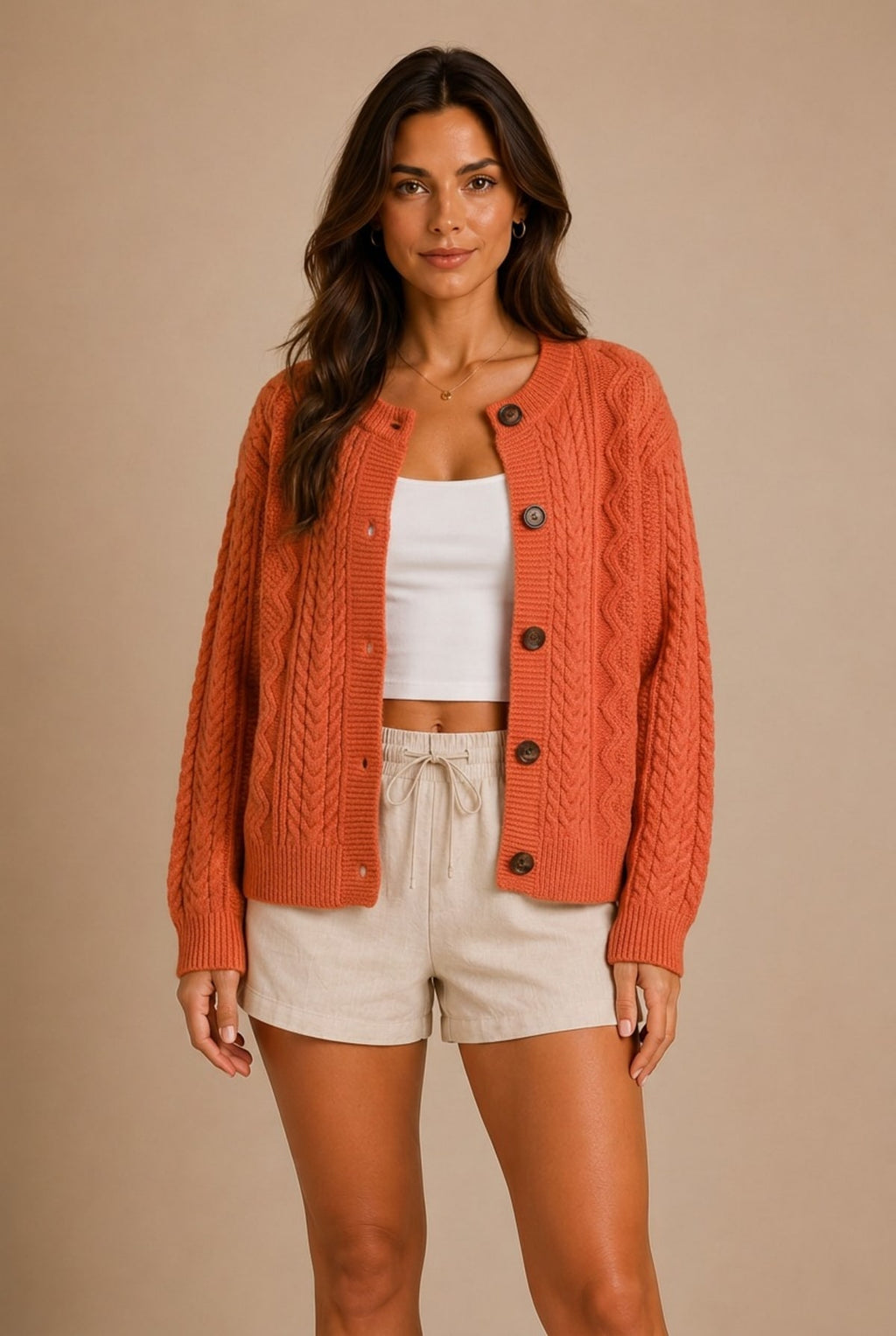 Barolo Cable-Knit Cardigan Sweater