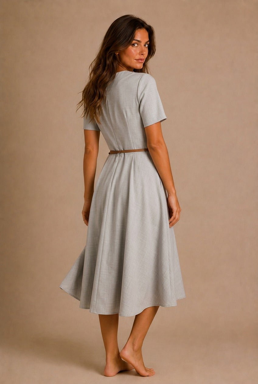 Volterra Belted Lapel Midi Dress