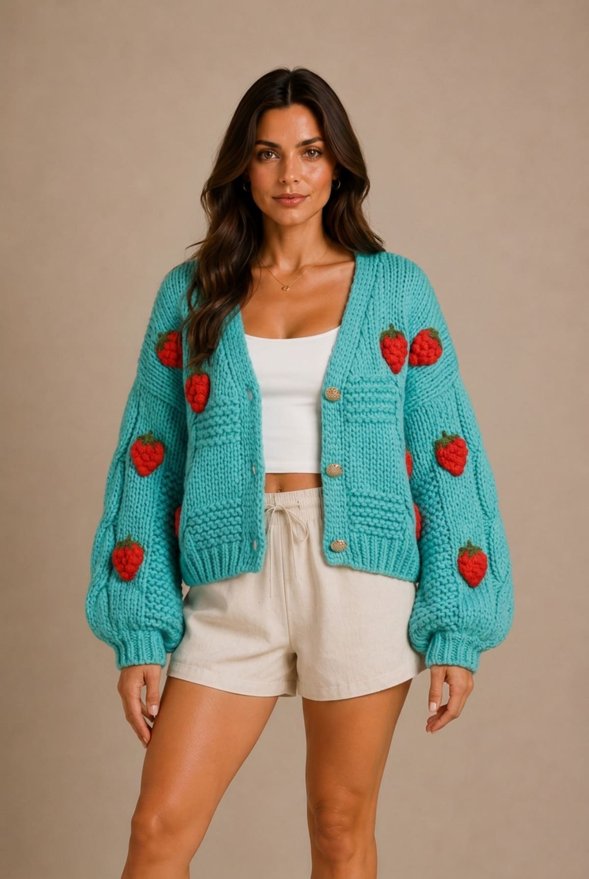 Sarlat Strawberry Motif Cardigan