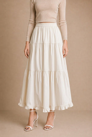 Barolo Tiered Midi Skirt