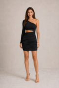 Asti Cutout Ruched One-Shoulder Mini Dress