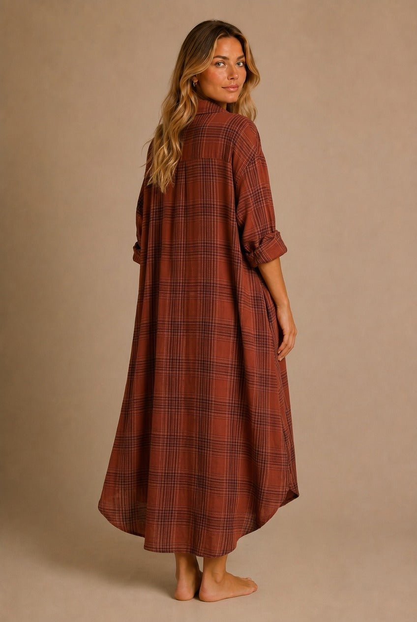 Siena Plaid Maxi Shirt Dress