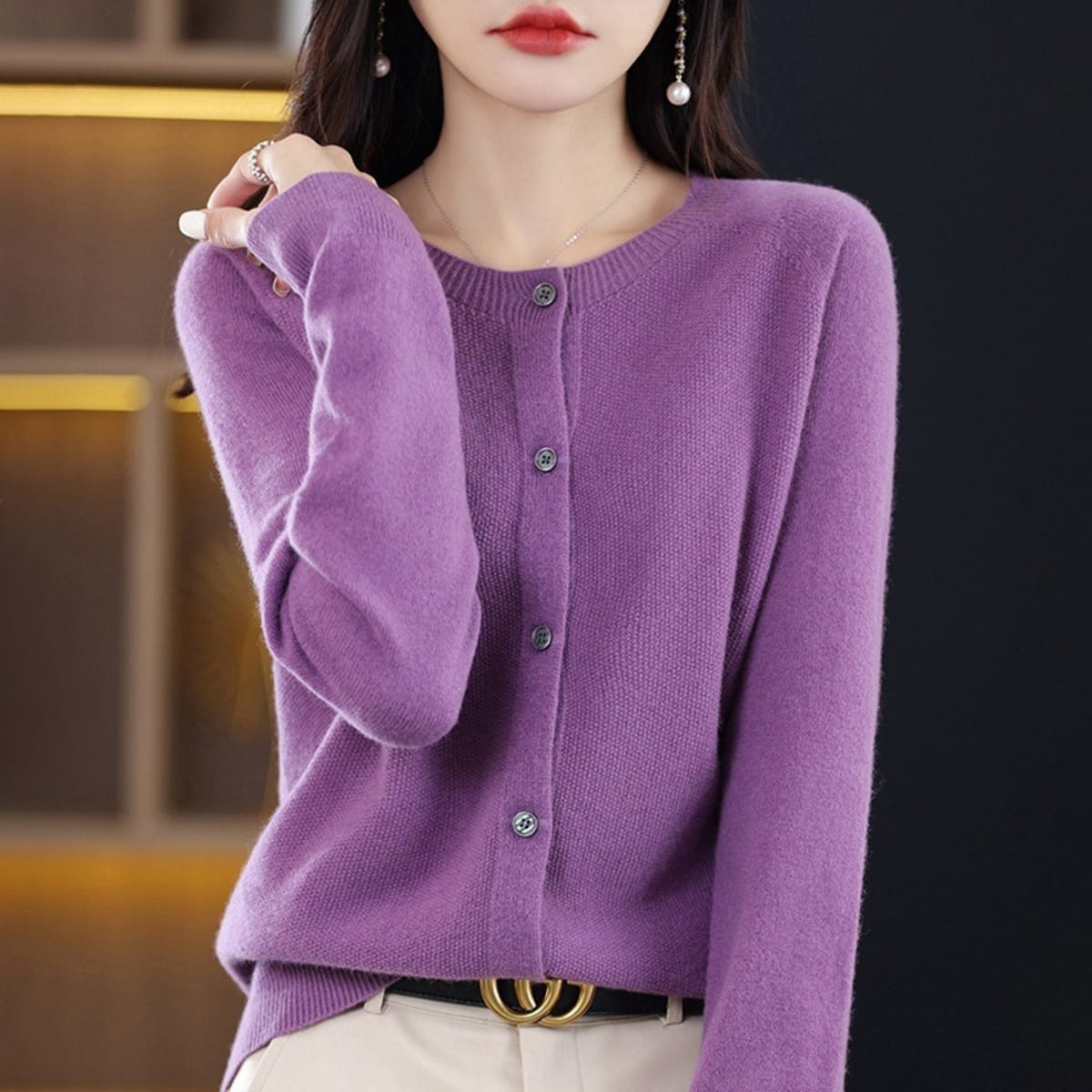 Barolo Button-Front Cardigan Sweater