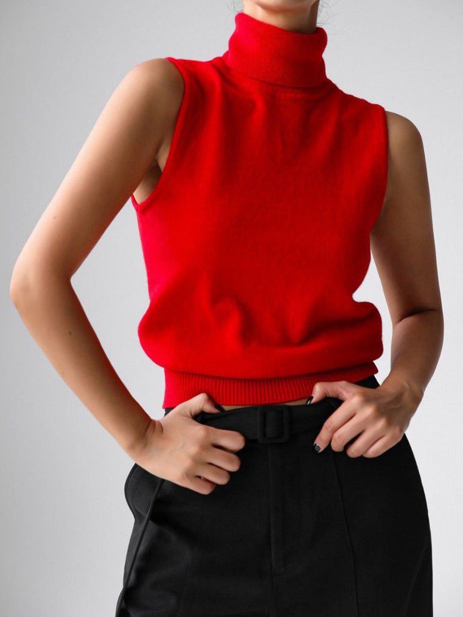 Chianti Turtleneck Sleeveless Top