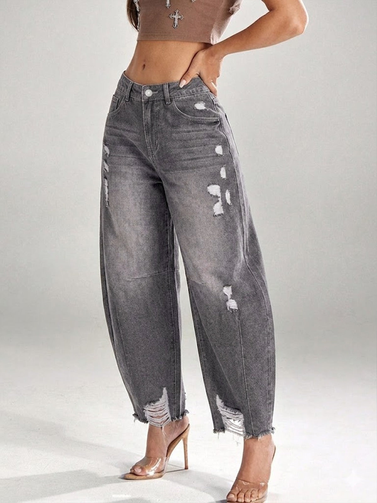 Annecy Distressed Wide Leg Jeans