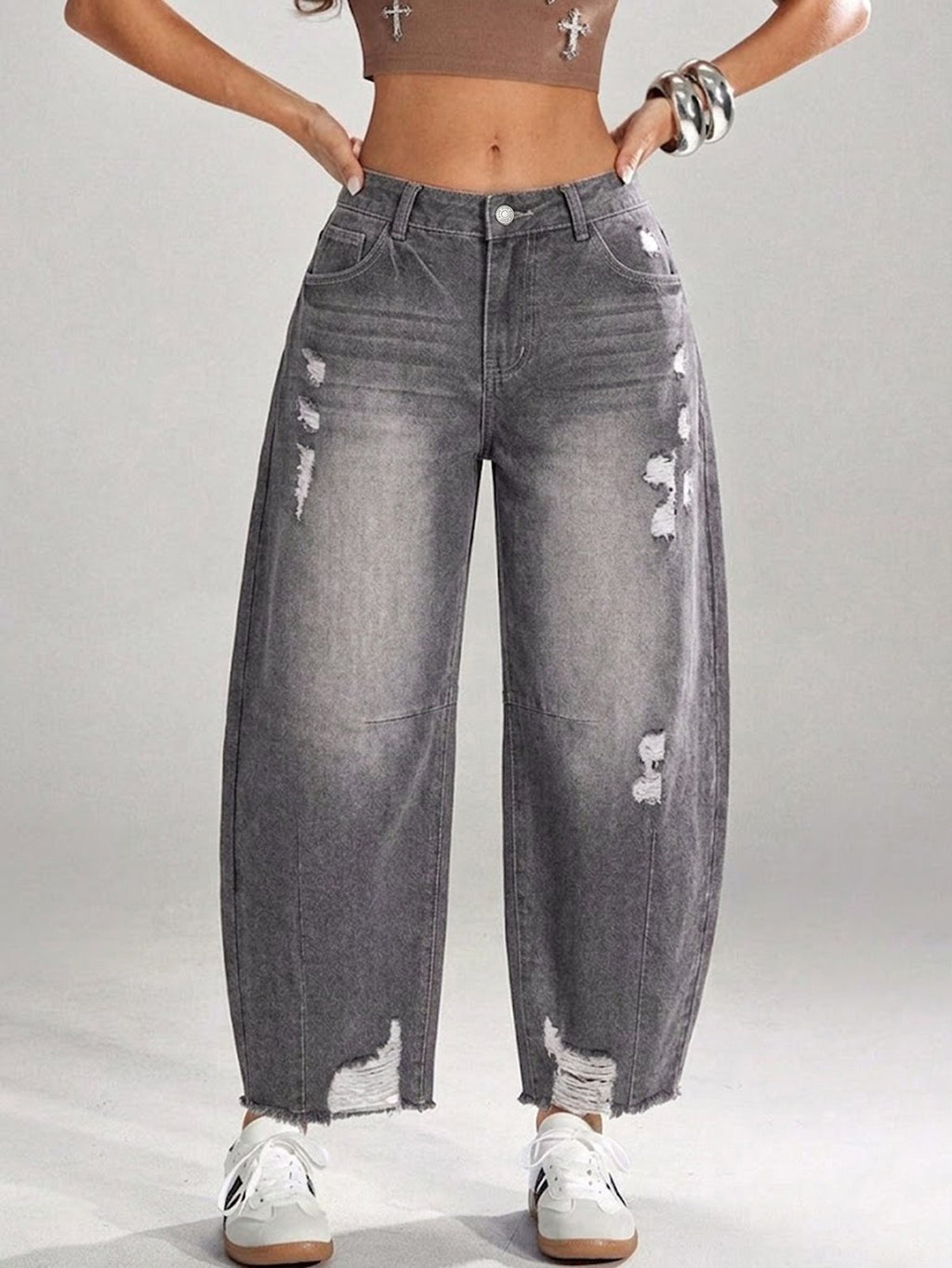 Annecy Distressed Wide Leg Jeans