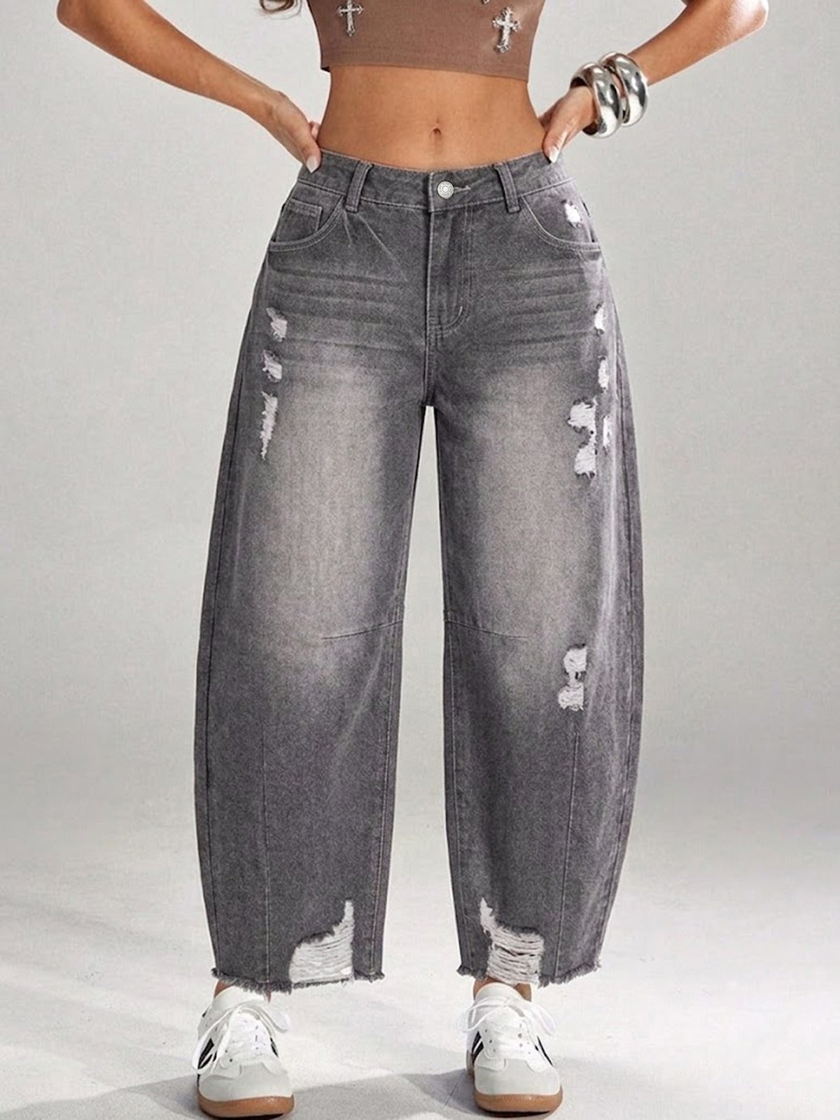 Annecy Distressed Wide Leg Jeans