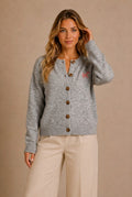 Cortona Gingham Appliqué Cardigan Sweater