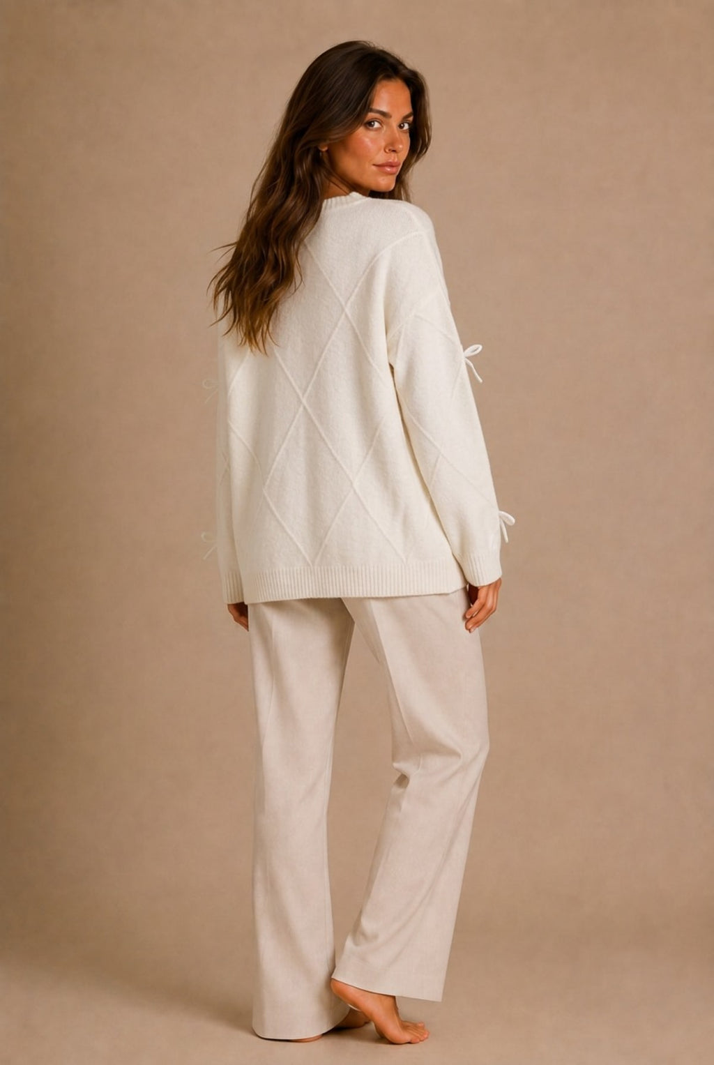 Spello Argyle Bow Detail Sweater