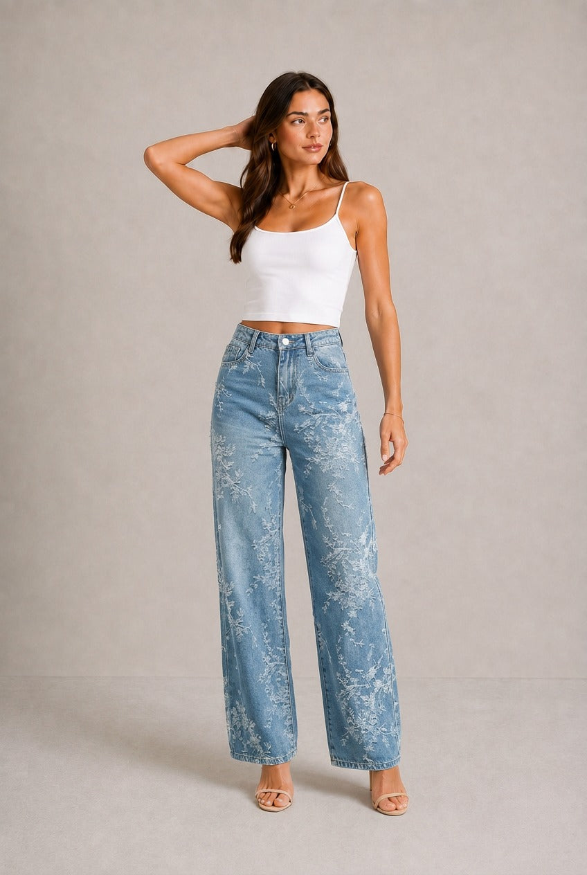 Cortona Floral Wide Leg Jeans