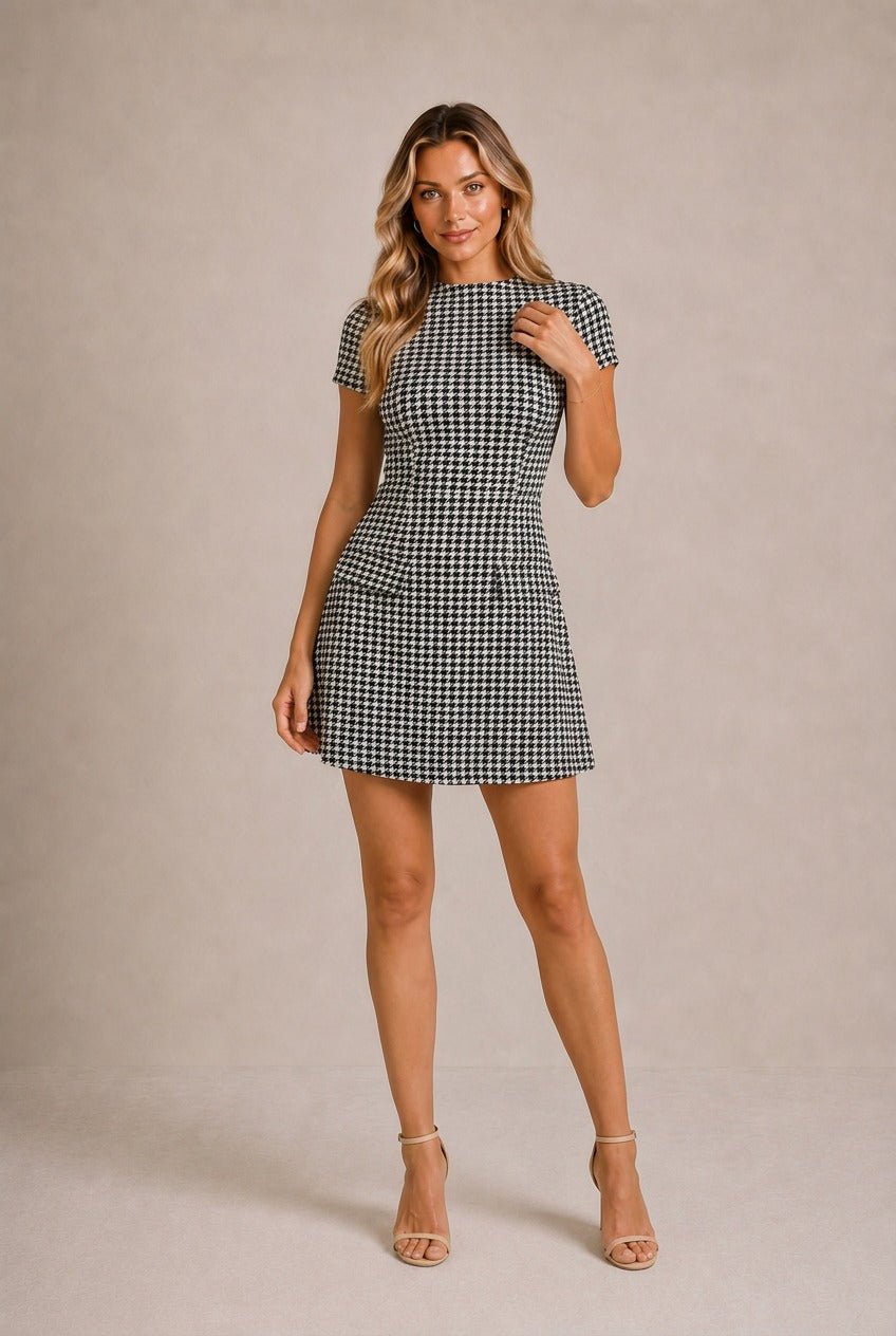 Siena Houndstooth Mini Dress