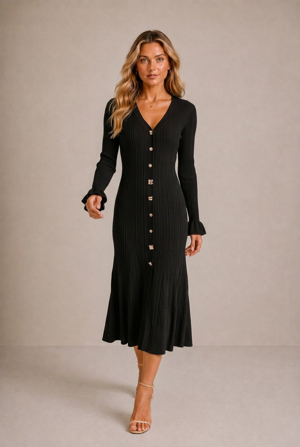 Montalcino Button-Front Midi Dress