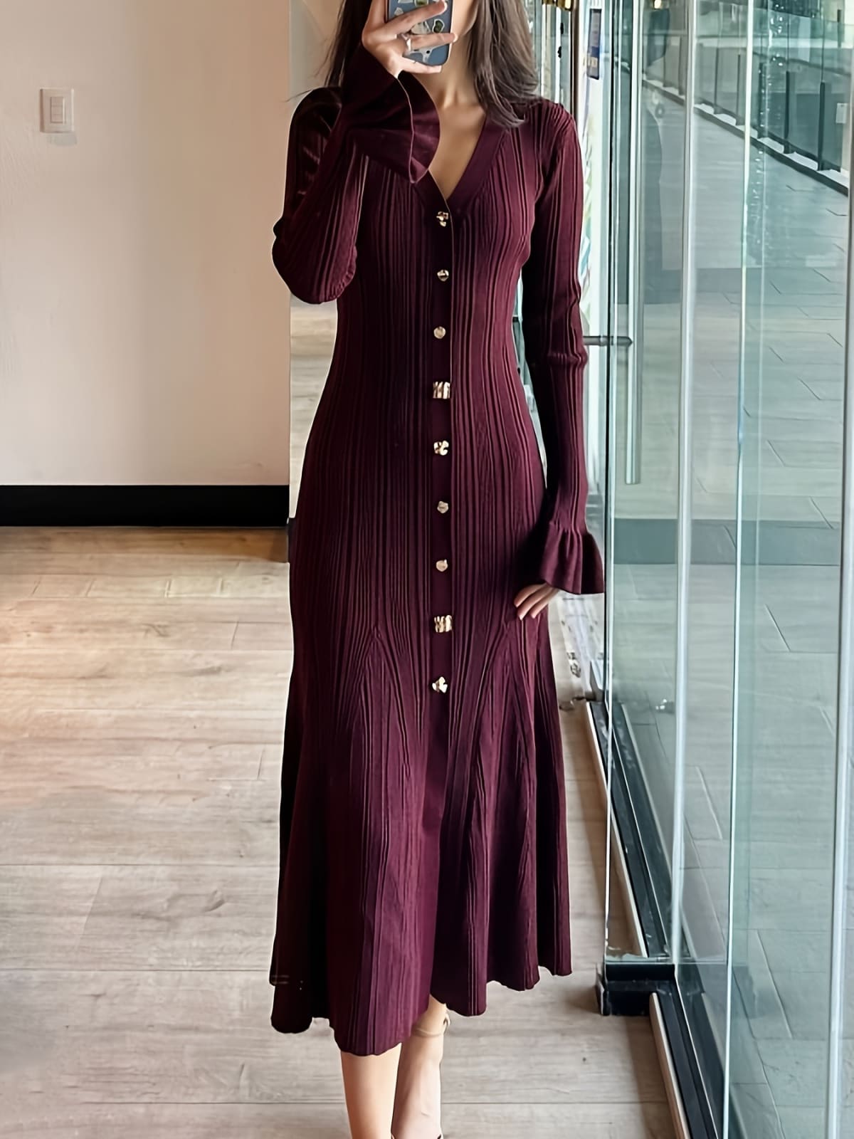 Montalcino Button-Front Midi Dress