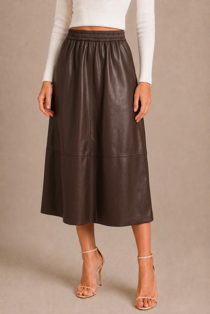 Asti Elastic Waist Midi Skirt
