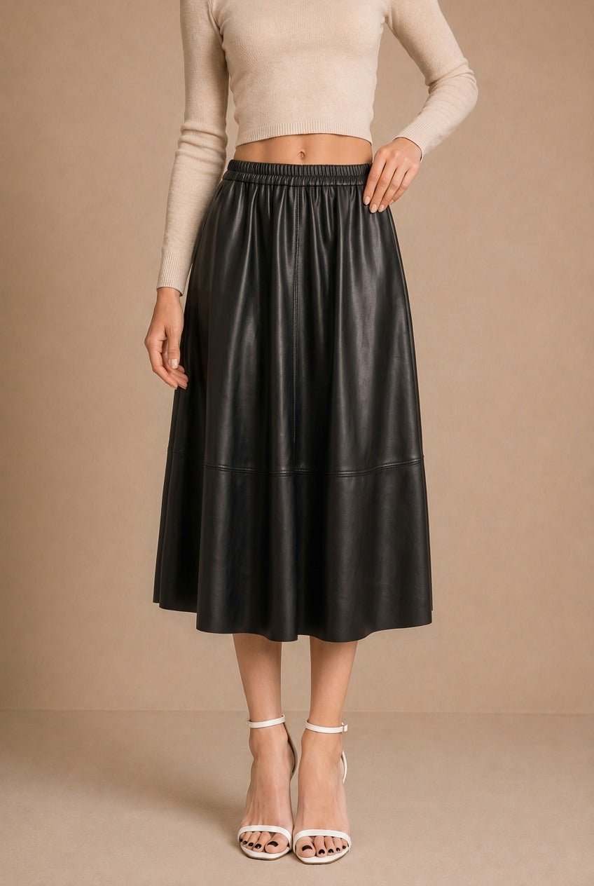 Asti Elastic Waist Midi Skirt