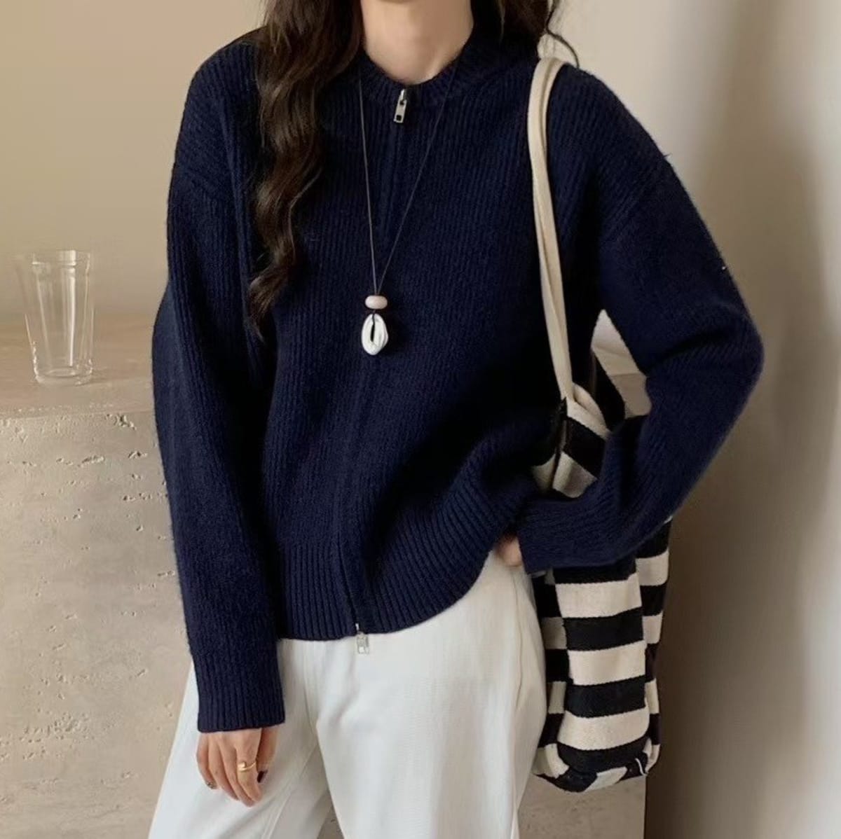 Chianti Ribbed Knit Bomber Sweater