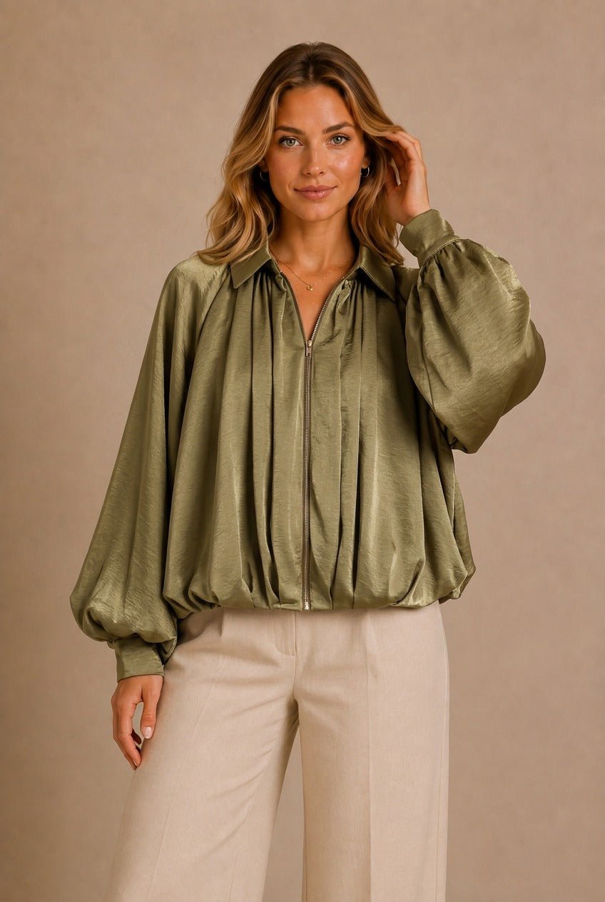 Greve Balloon Sleeve Blouson Jacket