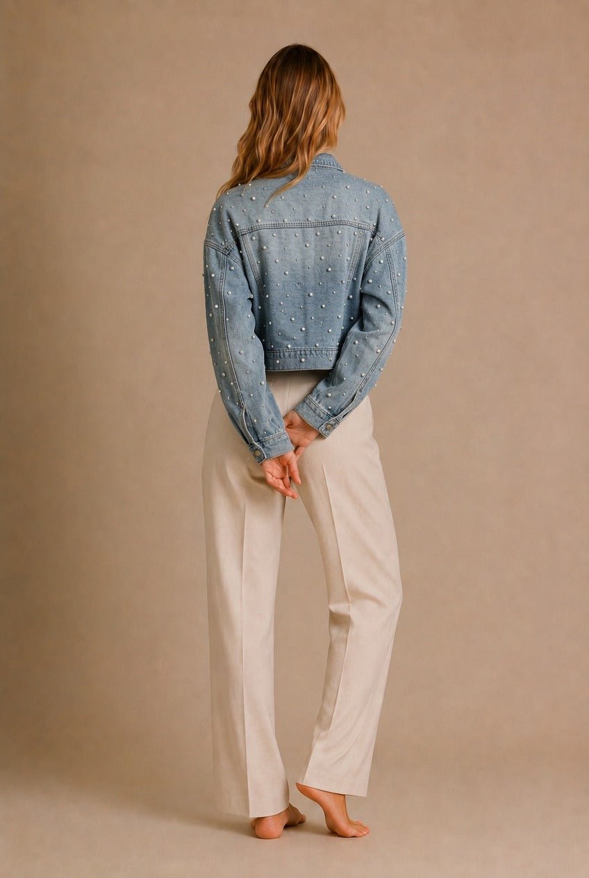 Orvieto Pearl-Embellished Denim Jacket