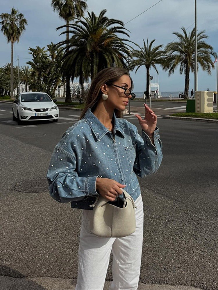 Orvieto Pearl-Embellished Denim Jacket