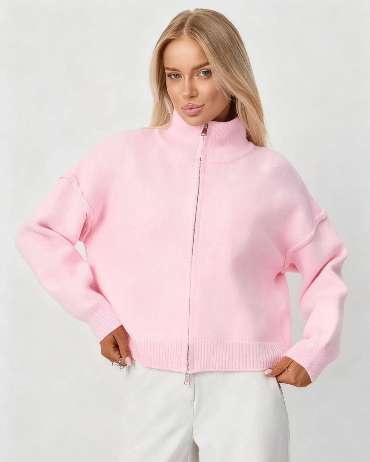 Siena Drop Shoulder Full-Zip Sweater