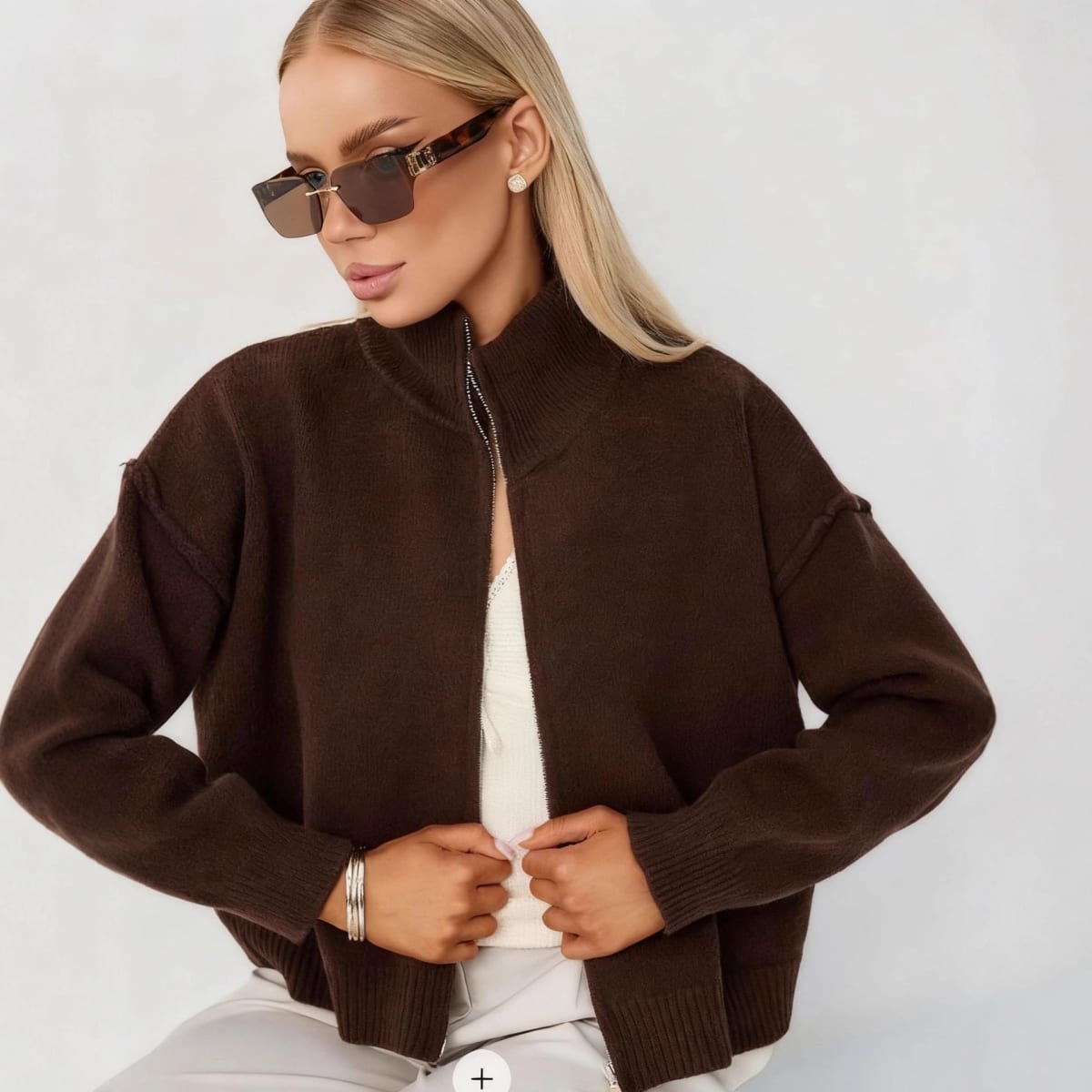 Siena Drop Shoulder Full-Zip Sweater