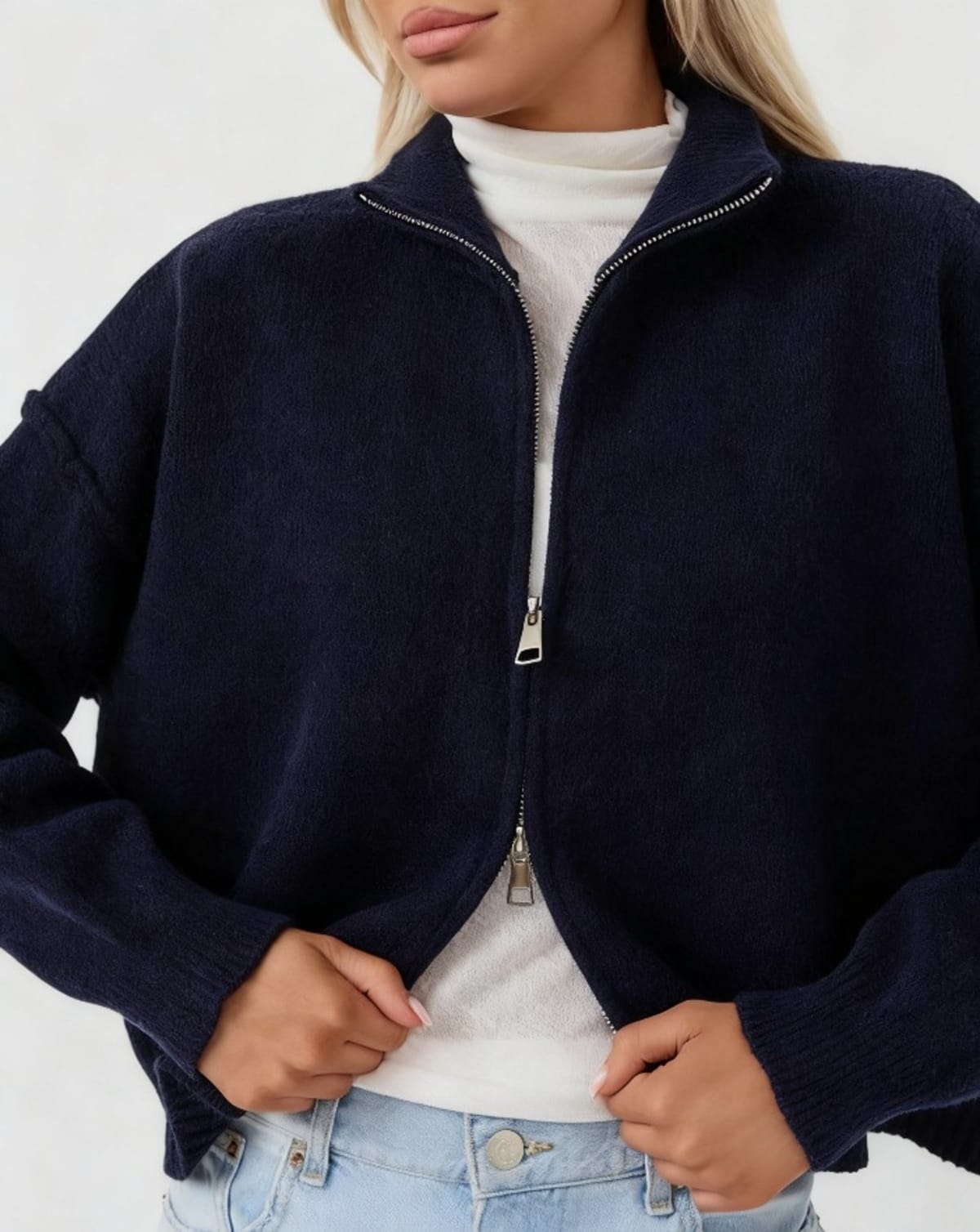 Siena Drop Shoulder Full-Zip Sweater