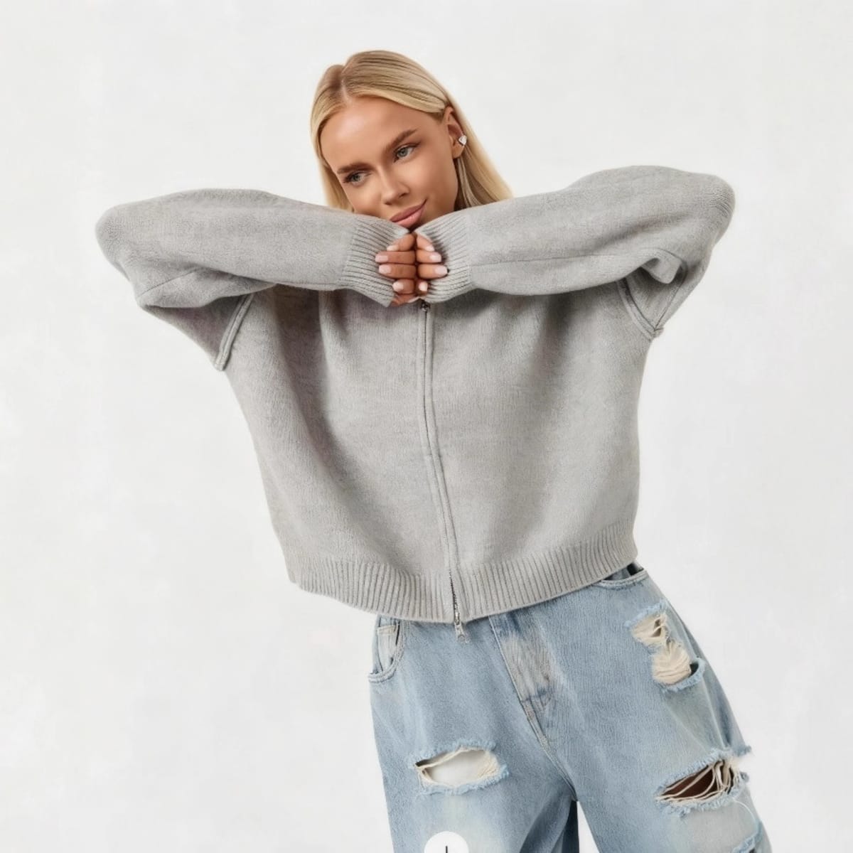 Siena Drop Shoulder Full-Zip Sweater