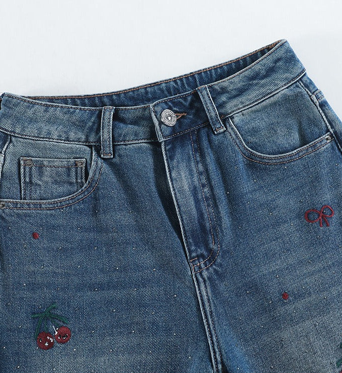 Chianti Cherry Embroidered Jeans