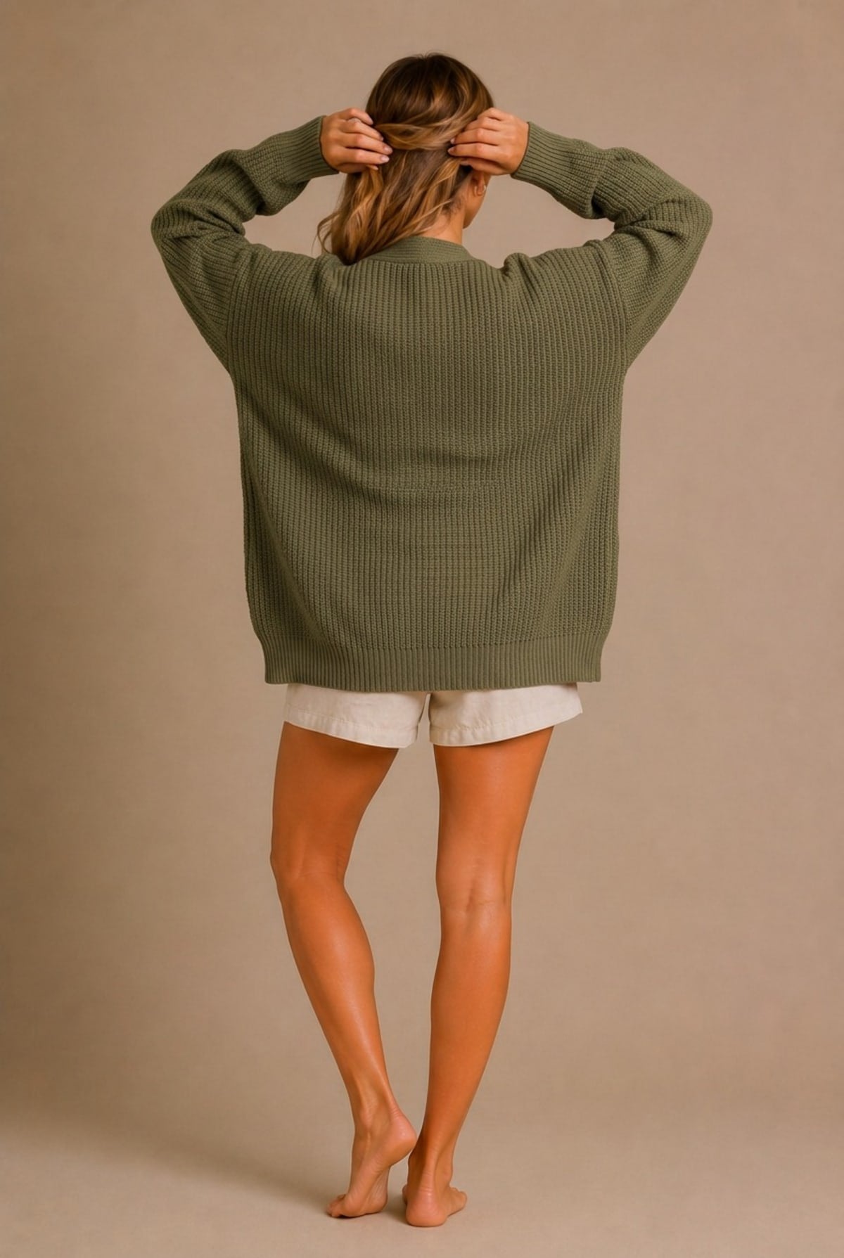 Arezzo Ribbed Open-Front Cardigan Sweater