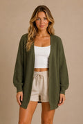 Arezzo Ribbed Open-Front Cardigan Sweater