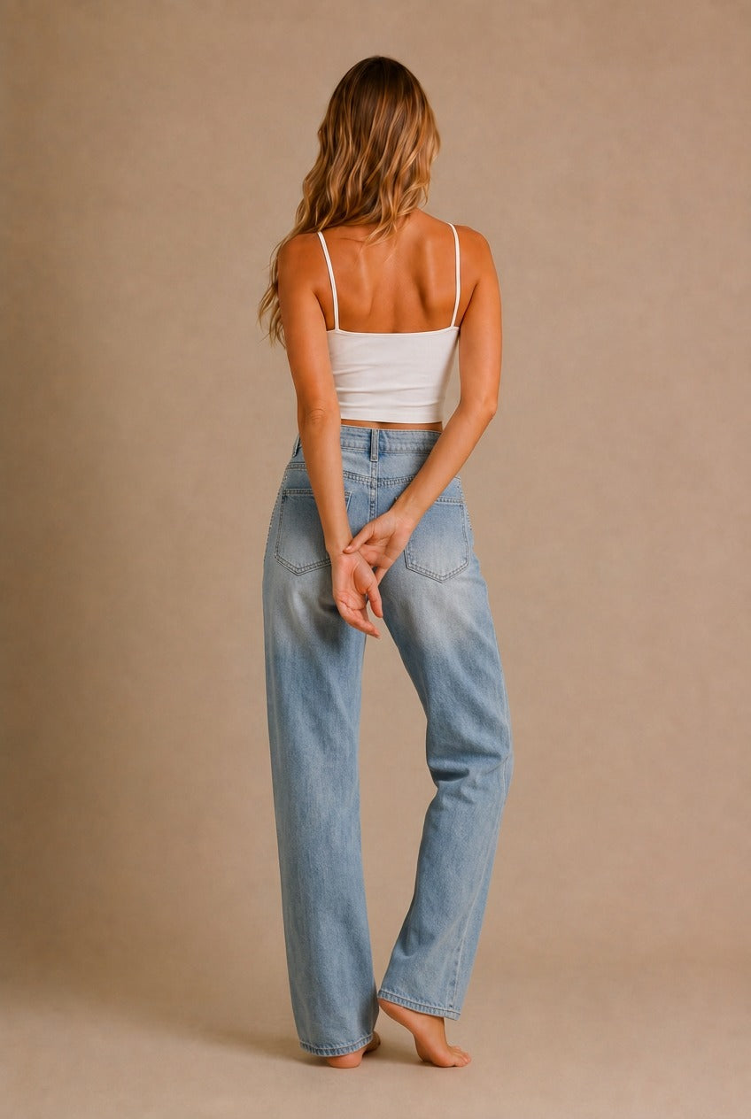 Cortona Rhinestone Wide-Leg Jeans