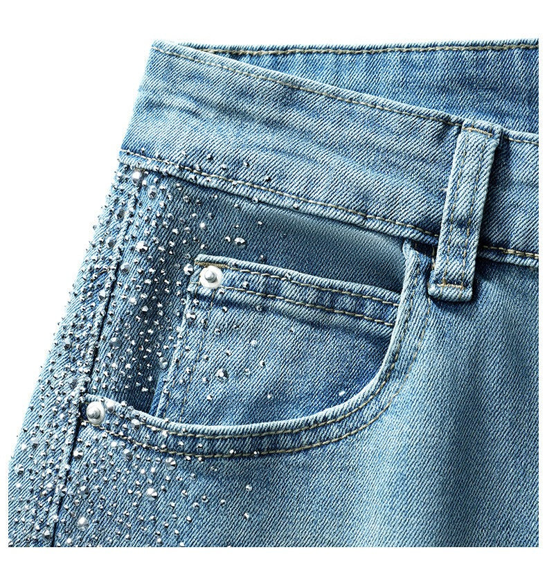 Cortona Rhinestone Wide-Leg Jeans