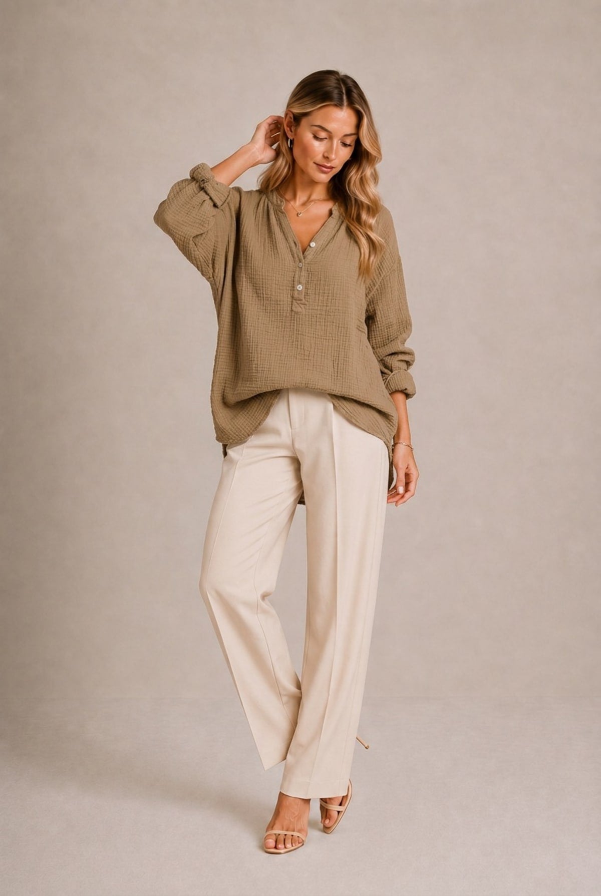 Annecy Ruched Button Top