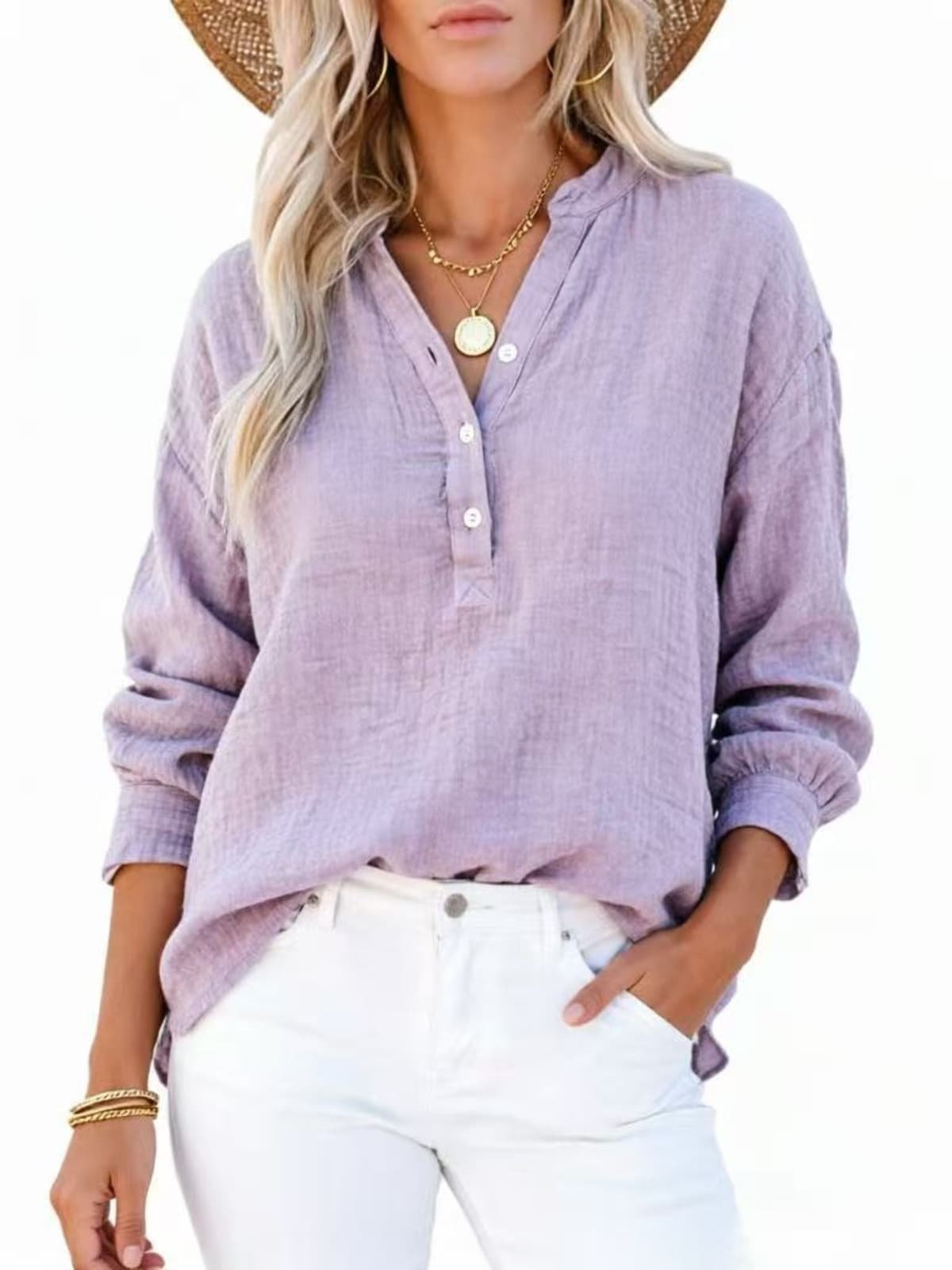 Annecy Ruched Button Top